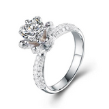 2.1ct Round Cut Diamond Engagement Ring 14k White Gold Finish Floral Solitaire