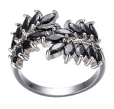 2.5ct Marquise Cut Black Diamond ByPass Leaf Engagement Ring 14K White Gold Over