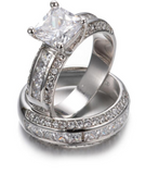 4.5ct Princess Cut Diamond Bridal Solitaire Ring Band Set 14K White Gold Finish