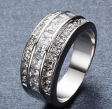 3.5ct Princess Round Diamond Wide Half Eternity Wedding Band 14K White Gold Over