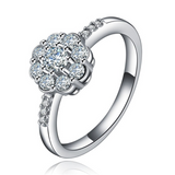 2.5ct Round Cut Diamond Halo Floral Design Engagement Ring 18K White Gold Finish