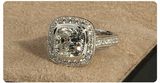 2.5ct Cushion Cut Diamond Engagement Ring 14k WhiteGold Over Milgrain Halo Women