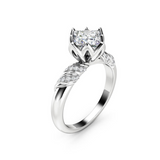 1.5ct Princess Diamond Engagement Ring 14k White Gold Over Lotus Flower Design