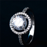 2.8ct Round Cut VVS1/D Diamond Halo Hollow Engagement Ring 18K White Gold Finish