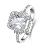 2.8ct Radiant Cut Diamond Engagement Ring 14k White Gold Finish Halo Solitaire