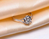 0.95ct Round Cut VVS1 Diamond Engagement Ring 14k White Gold Finish Flower Style