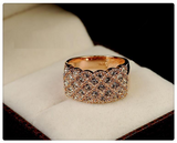 3.5ct Round Diamond Half Eternity Cluster Wide Wedding Ring 14K Rose Gold Over