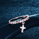 1.5ct Round Diamond Christ Cross Minimalist Slim Ring Band 14K Rose Gold Over