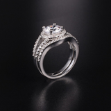 3.5ct Round Cut Diamond Engagement Ring 18k WhiteGold Over Split Band Bridal Set