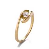 0.9ct Round Cut Diamond Engagement Ring 14k Yellow Gold Finish Swirl Solitaire