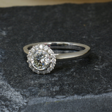 2.3ct Round Cut Diamond Engagement Ring 14k White Gold Finish Halo Promise Women