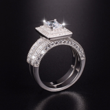 3.5ct Radiant Diamond Engagement Ring 14k White Gold Over Milgrain Double Halo