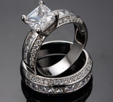 4.5ct Princess Cut Diamond Bridal Solitaire Ring Band Set 14K White Gold Finish