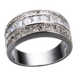 3.5ct Princess Round Diamond Wide Half Eternity Wedding Band 14K White Gold Over