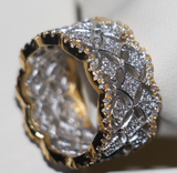 4.5ct Round Cut Diamond Wedding Ring Band 14k Dual Tone Finish Pave Set Eternity