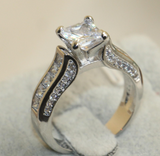 5.5ct Princess Cut Diamond Engagement Ring 14k White Gold Finish Unique Trio Set