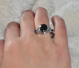 1.5ct Oval Black Diamond Elegant Solitaire Engagement Ring 14K White Gold Over