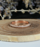 0.9ct Round Cut Diamond Wedding Ring Band 14k Rose Gold Finish Half Eternity