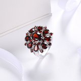 2.4ct Oval Cut Red Garnet Engagement Ring 14k White Gold Finish Floral Solitaire