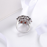 2.4ct Oval Cut Red Garnet Engagement Ring 14k White Gold Finish Floral Solitaire