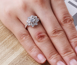 1.5ct Round Cut Diamond Engagement Ring 14k White Gold Over Floral Promise Women