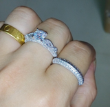 2.9ct Round Cut Diamond Engagement Ring 14k WhiteGold Finish Milgrain Bridal Set