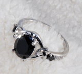 1.5ct Oval Black Diamond Elegant Solitaire Engagement Ring 14K White Gold Over