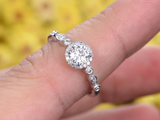 1ct Round Cut VVS1 Diamond Engagement Ring 14k White Gold Finish Halo Milgrain
