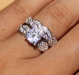 3.5ct Round Cut Diamond Bridal Set Infinity Styled Band Ring 14K White Gold Over