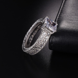 3.5ct Radiant Cut Diamond Engagement Ring 14k White Gold Over Vintage Bridal Set