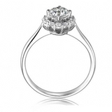 2.4ct Round Cut VVS1/D Diamond Floral Halo Engagement Ring 14K White Gold Finish