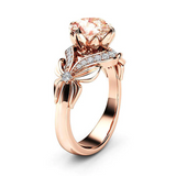 2.5ct Round Cut Peach Morganite Engagement Ring 14k Rose Gold Over Unique Design