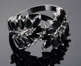 2.5ct Marquise Cut Black Diamond ByPass Leaf Engagement Ring 14K White Gold Over