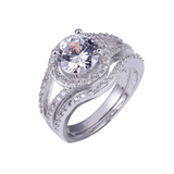 3.5ct Round Cut Diamond Engagement Ring 18k WhiteGold Over Split Band Bridal Set
