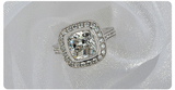 2.5ct Cushion Cut Diamond Engagement Ring 14k WhiteGold Over Milgrain Halo Women
