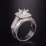 4.5ct Princess Cut VVS1D Diamond Engagement Ring 18k White Gold Over Bridal Set
