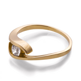 0.9ct Round Cut Diamond Engagement Ring 14k Yellow Gold Finish Swirl Solitaire