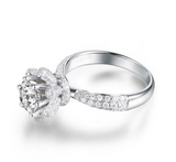 2.1ct Round Cut Diamond Engagement Ring 14k White Gold Finish Floral Solitaire