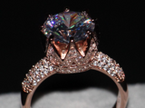 2.5ct Round Cut Diamond Engagement Ring 14k Rose Gold Finish Crown Fancy Wedding