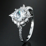 3.5ct Round Cut Diamond Engagement Ring 14k White Gold Finish Halo Trendy Design