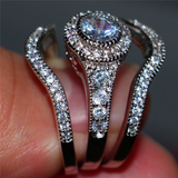 4.5ct Round Cut Diamond Engagement Ring 14k WhiteGold Over Antique Halo Trio Set