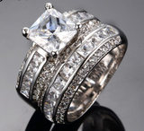 4.5ct Princess Cut Diamond Bridal Solitaire Ring Band Set 14K White Gold Finish