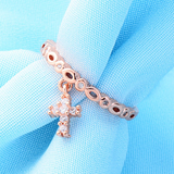 1.5ct Round Diamond Christ Cross Minimalist Slim Ring Band 14K Rose Gold Over