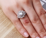 2.2ct Round Cut Diamond Engagement Ring 14k White Gold Finish Flower Split Shank