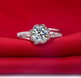 1.5ct Round Cut Diamond Engagement Ring 14k White Gold Over Vintage Flower Style