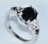 1.5ct Oval Black Diamond Elegant Solitaire Engagement Ring 14K White Gold Over