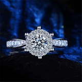 2ct Round Cut Diamond Halo Engagement Ring 14K White Gold Finish with Accents