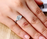 1.4ct Round Cut Diamond Engagement Ring 18k White Gold Finish Trilogy Solitaire