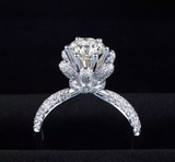 2.1ct Round Cut Diamond Engagement Ring 14k White Gold Finish Floral Solitaire