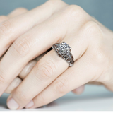 2.4ct Round Cut Diamond Engagement Ring 14k White Gold Finish Art Deco Filigree